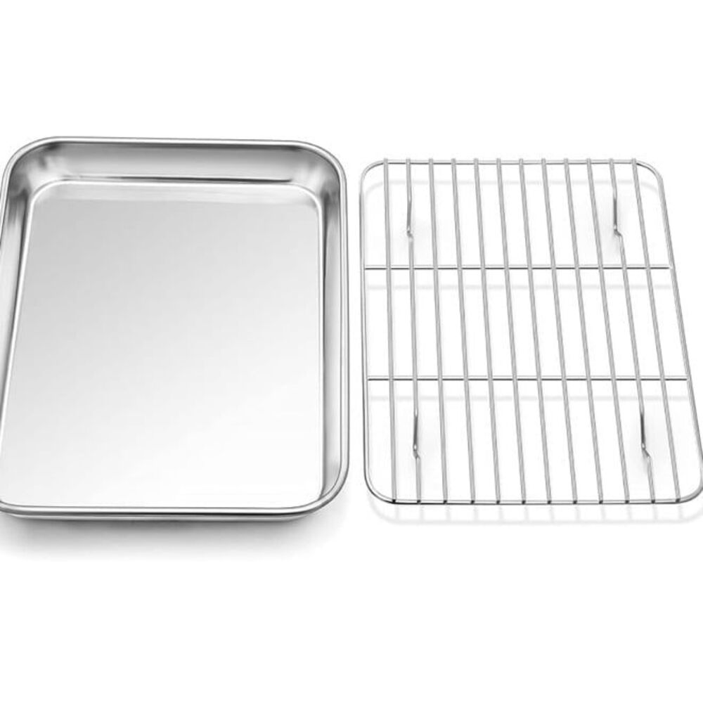 P&P CHEF Toaster Oven Tray and Rack Set, Stainless Steel Baking Pan NWT
